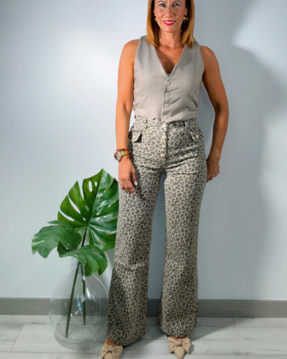 Jeans palazzo animal print