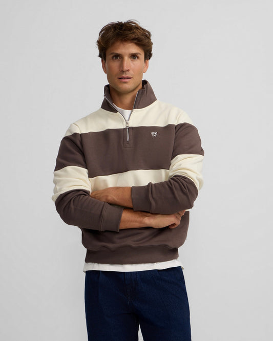 Sudadera Silbon cremallera raya chocolate