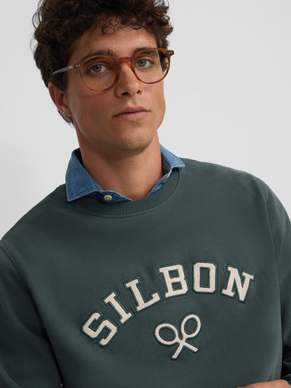 Sudadera Silbon raqueta pana verde oscuro