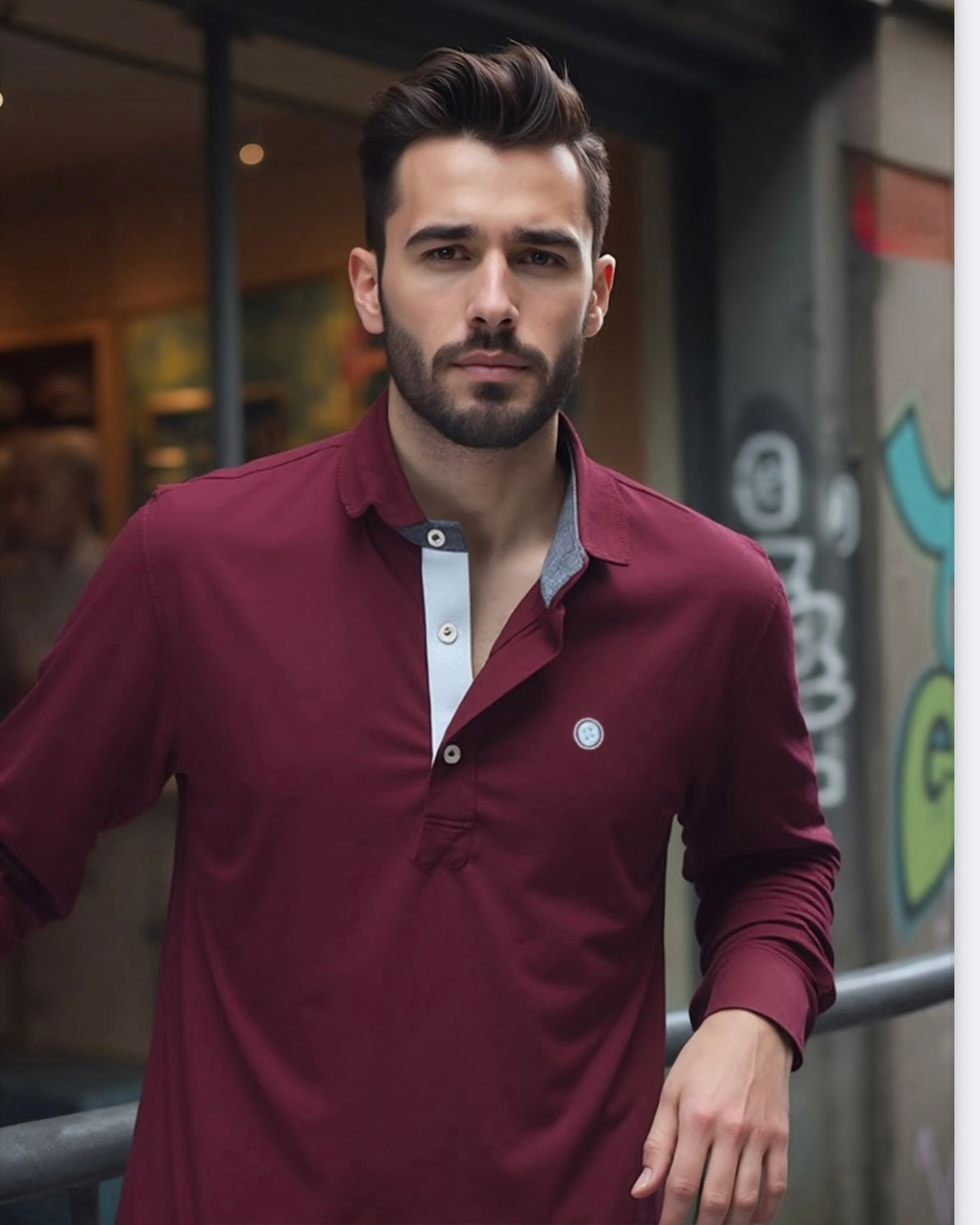 Polo granate Urban Button