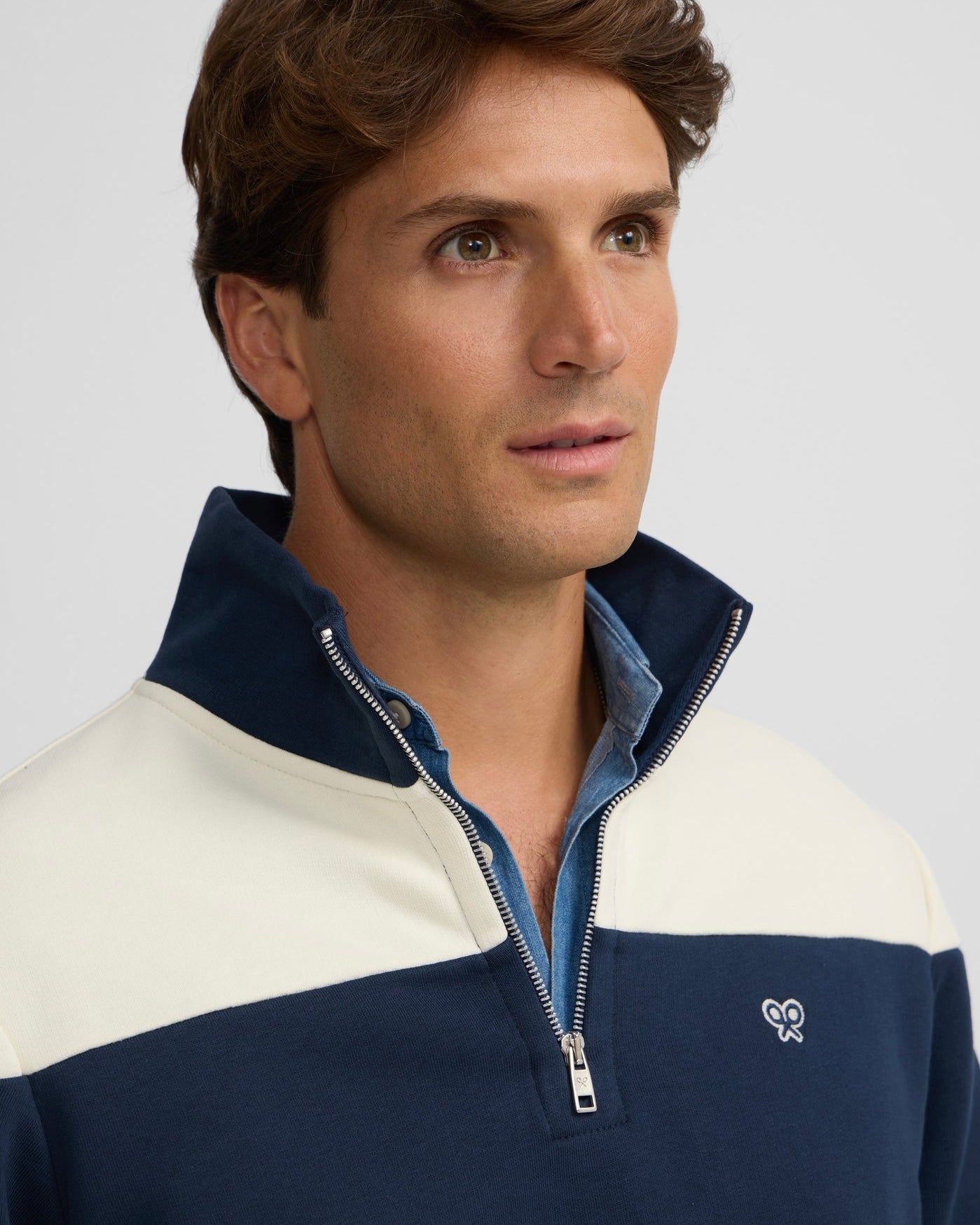 Sudadera Silbon cremallera raya marino