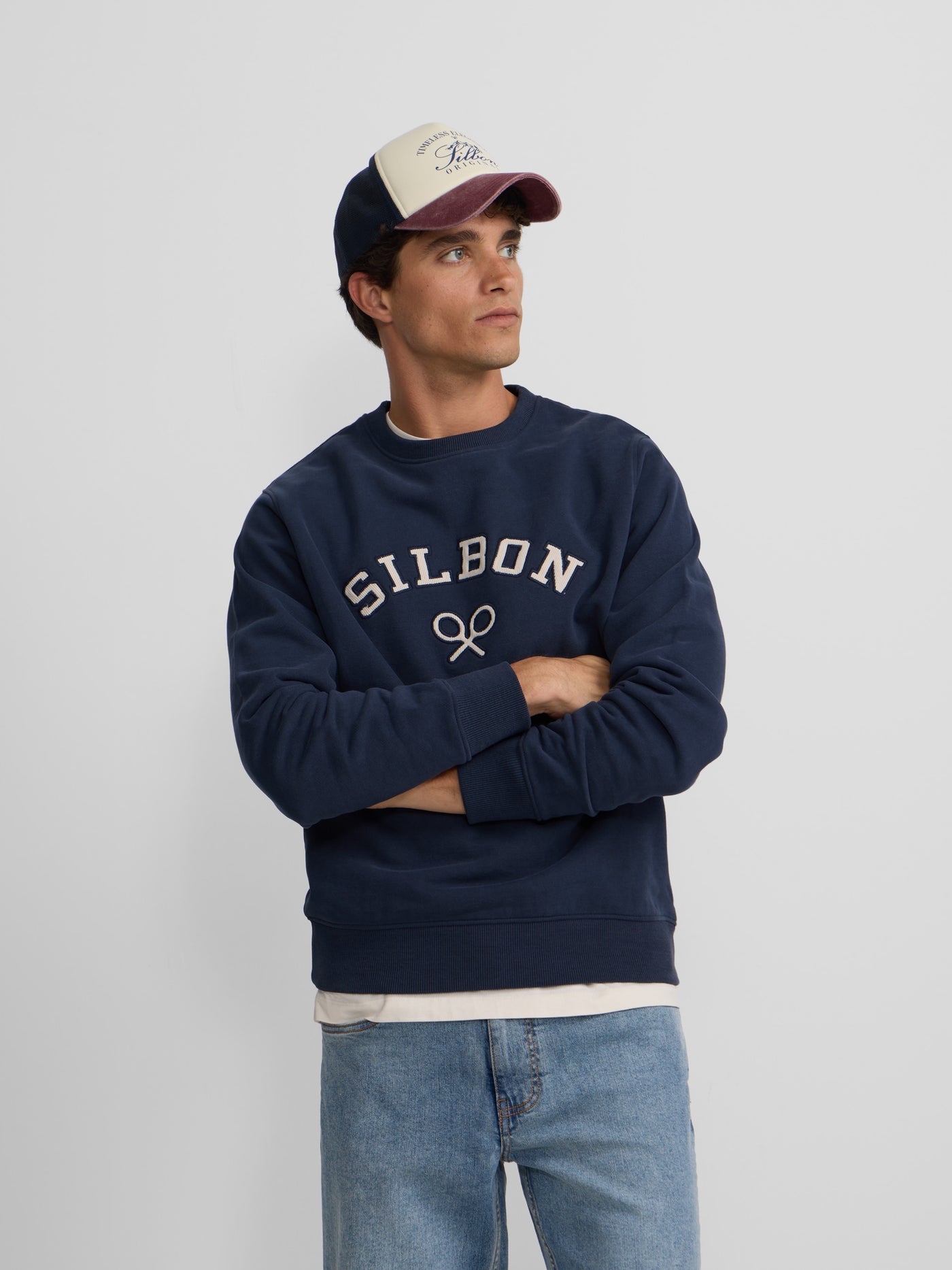 Sudadera Silbon raqueta pana azul marino