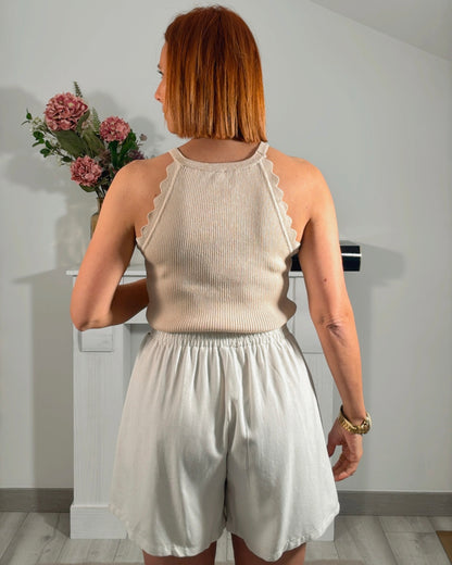 Short Lino bordado