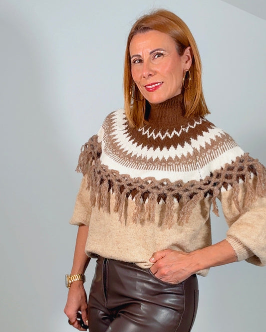 Jersey grecas flecos