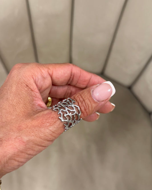 Anillo arrecife plateado