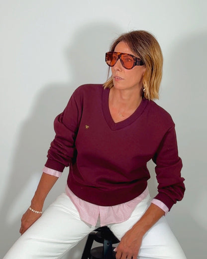 Sudadera Silbon bajo camisero granate