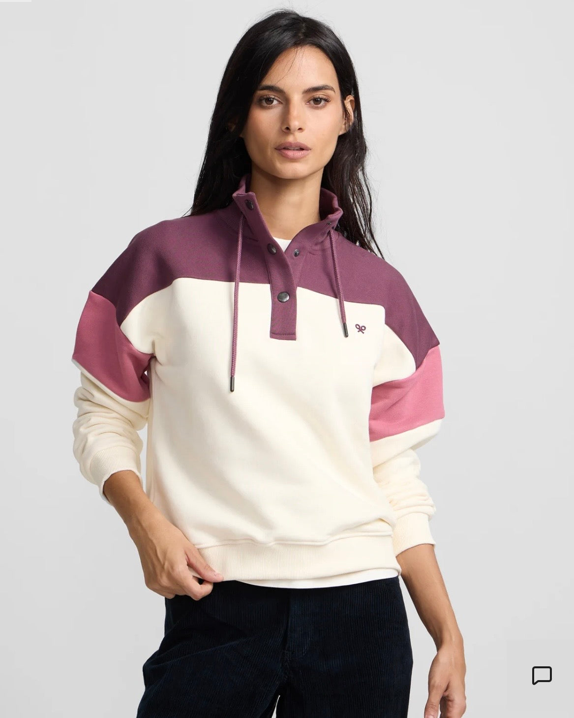 Sudadera Silbon botones burdeos/ rosa