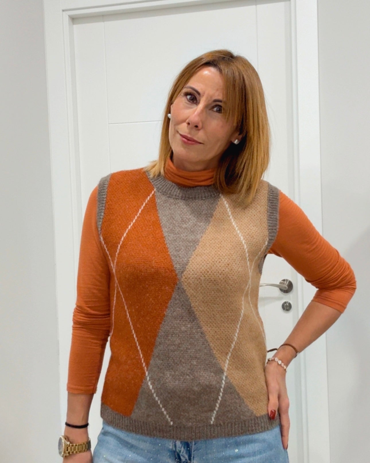 Chaleco punto rombos