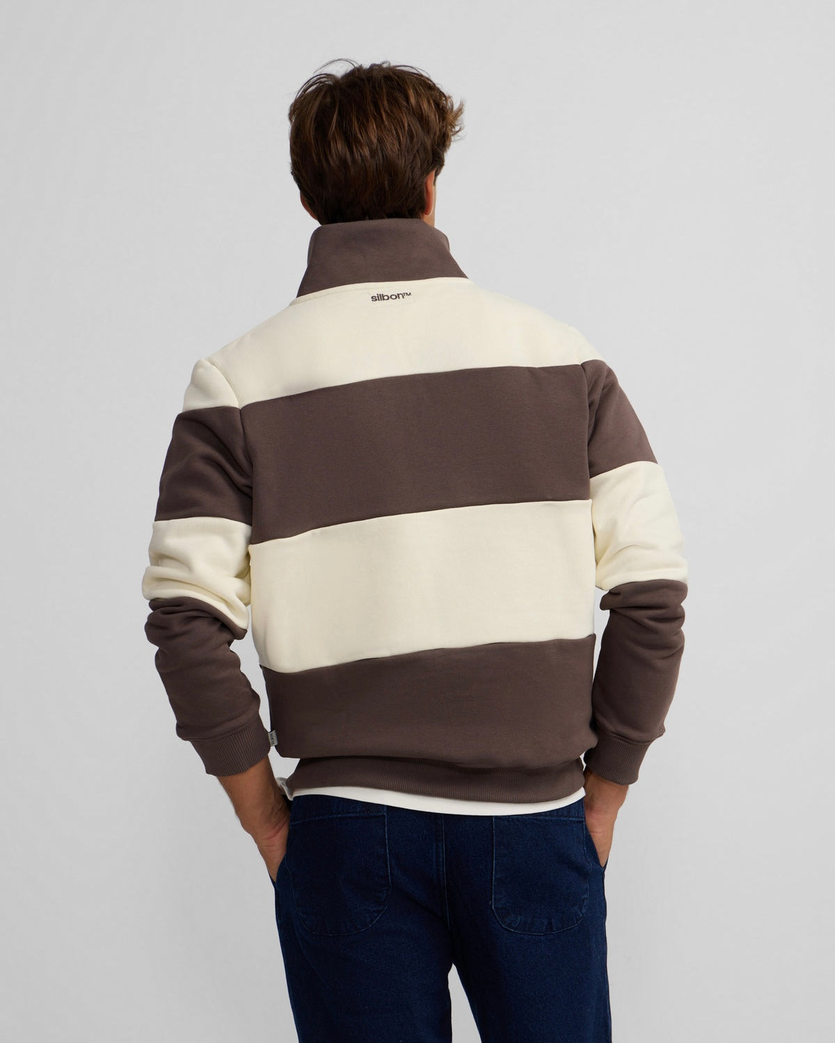 Sudadera Silbon cremallera raya chocolate