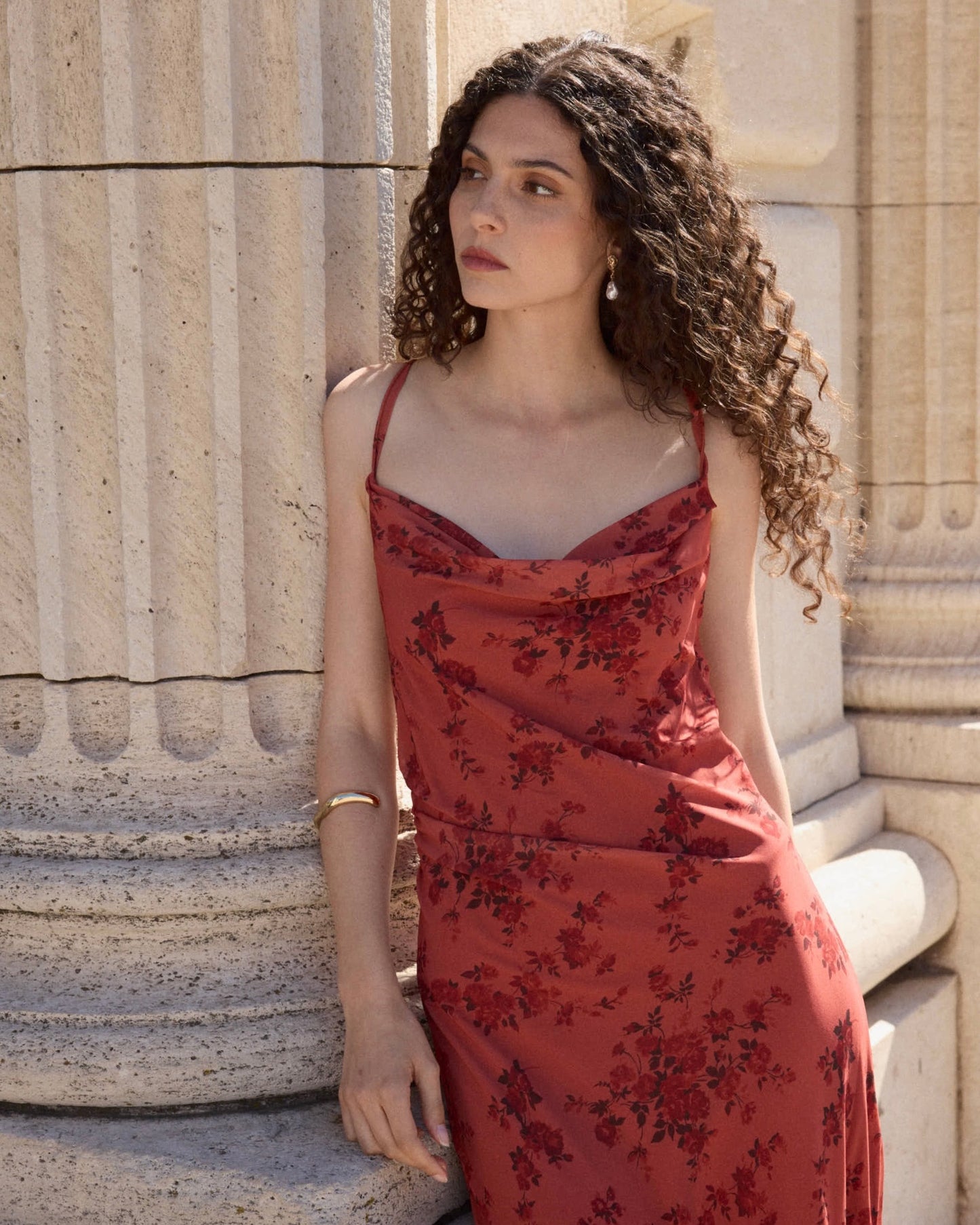 Vestido Chifon teja