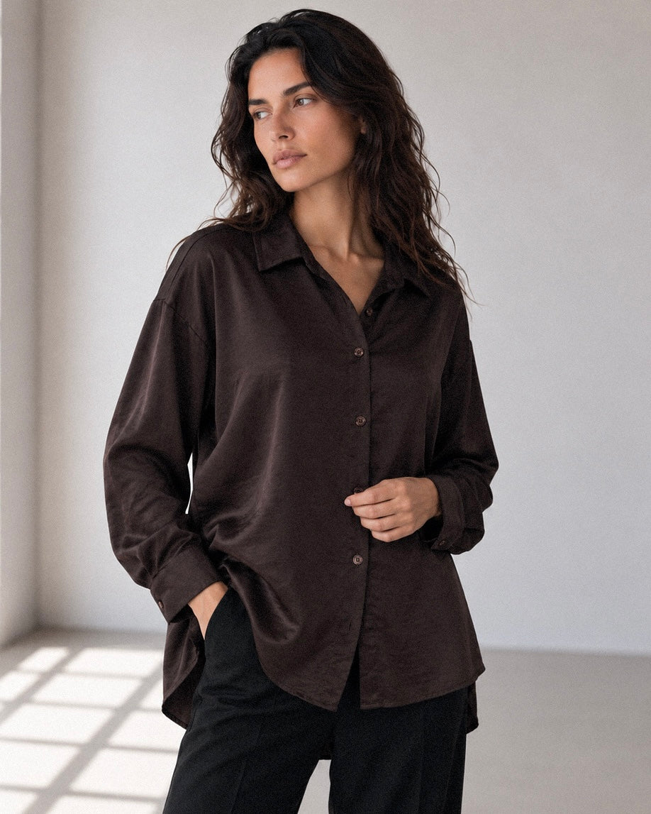 Blusa satinada chocolate