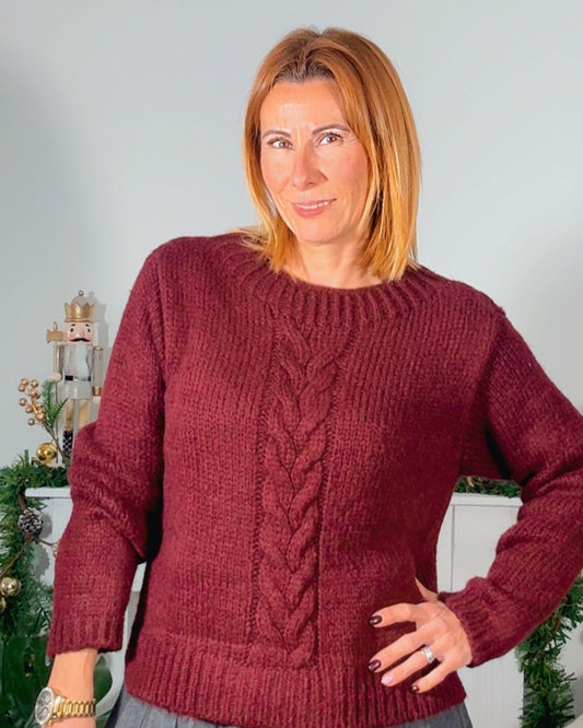 Jersey burdeos trenza