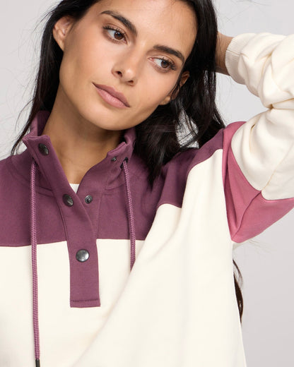 Sudadera Silbon botones burdeos/ rosa
