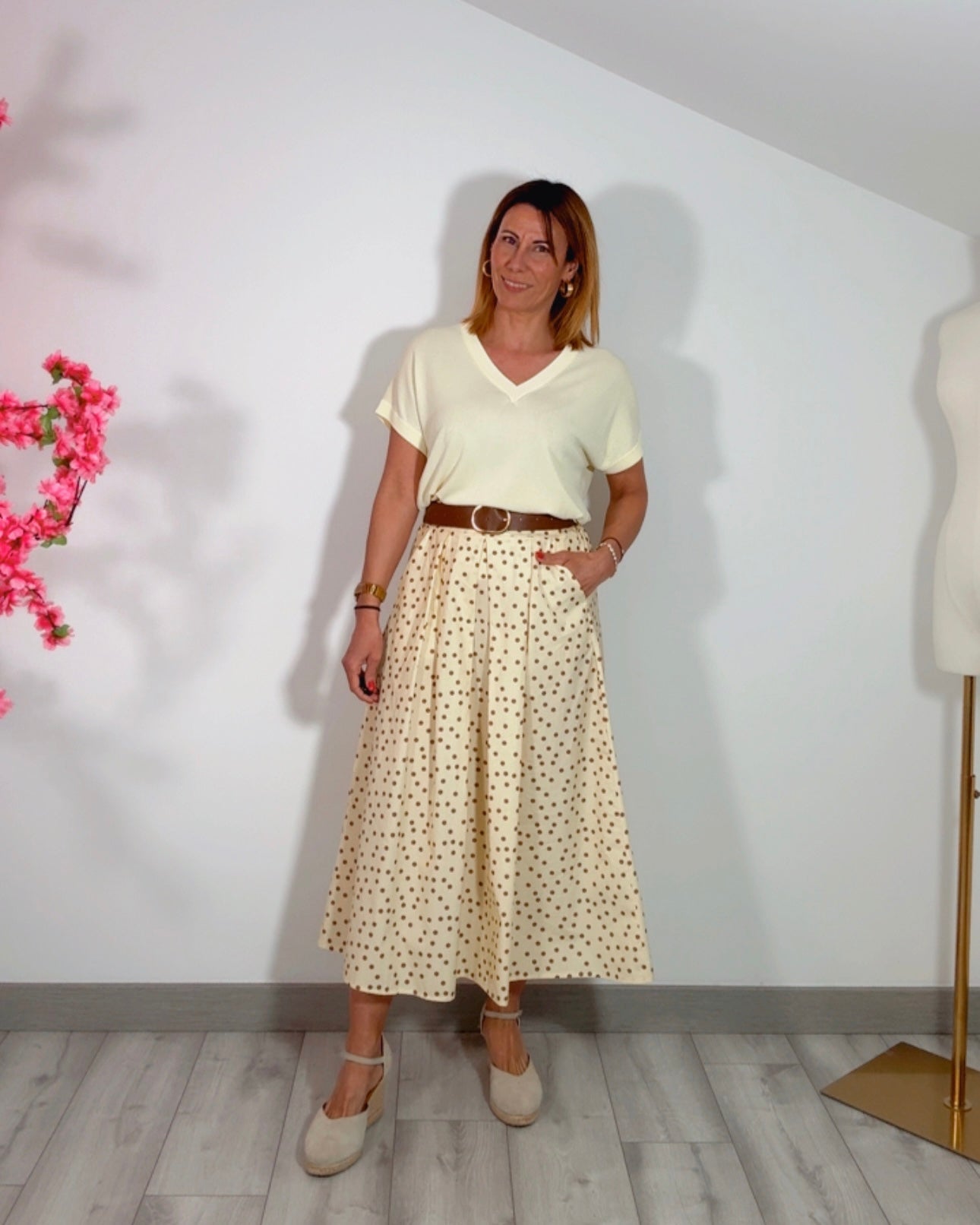 Falda lunares amarilla