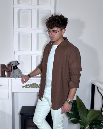 Camisa Lino chocolate Yellow Skin
