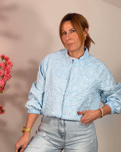 Bomber Pilar pastel celeste