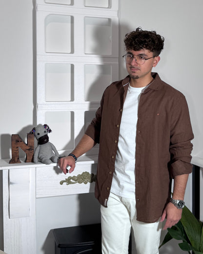 Camisa Lino chocolate Yellow Skin