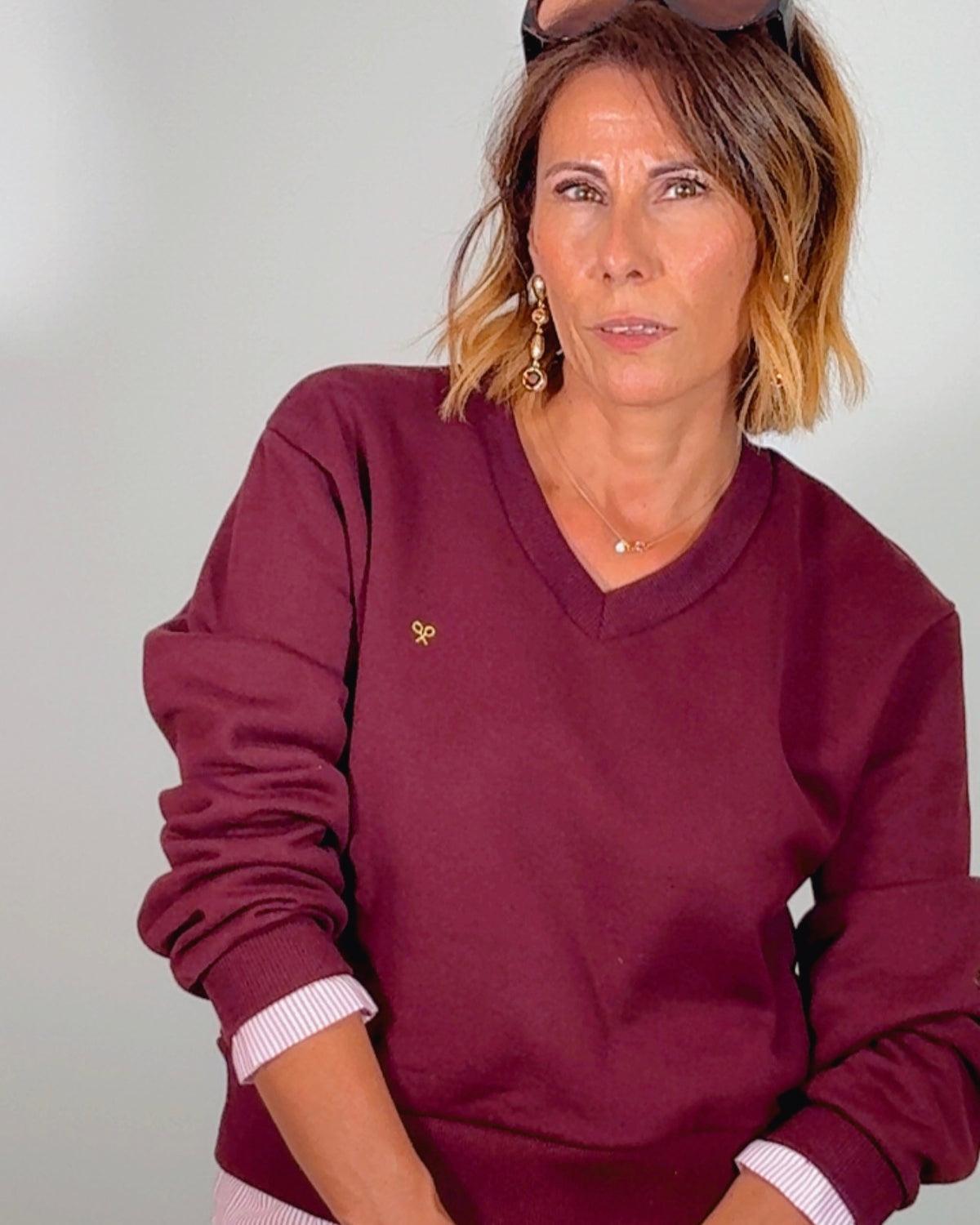 Sudadera Silbon bajo camisero granate