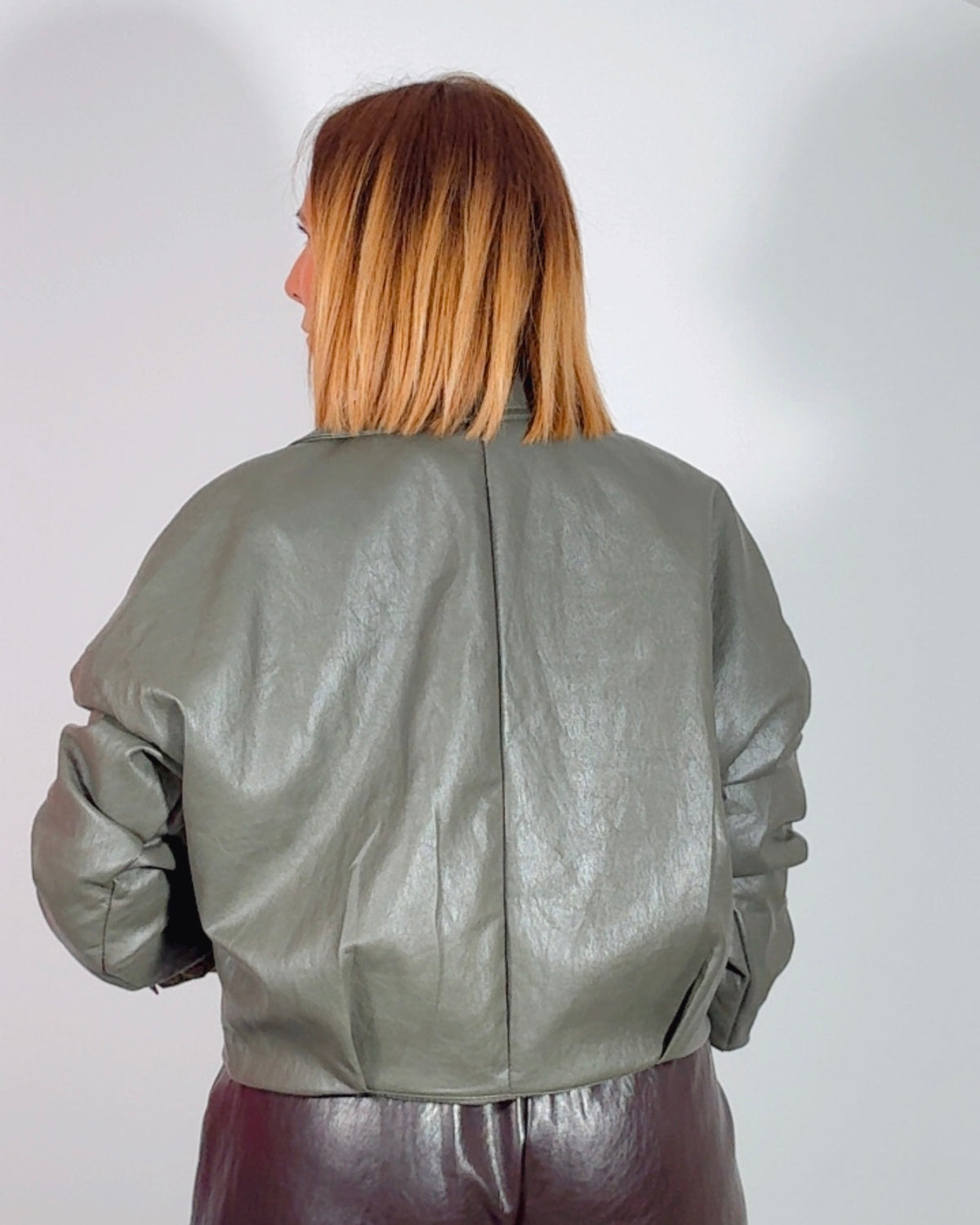 Chaqueta polipiel kaki