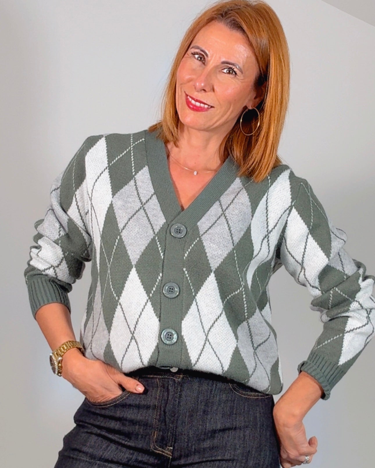 Chaqueta punto rombos