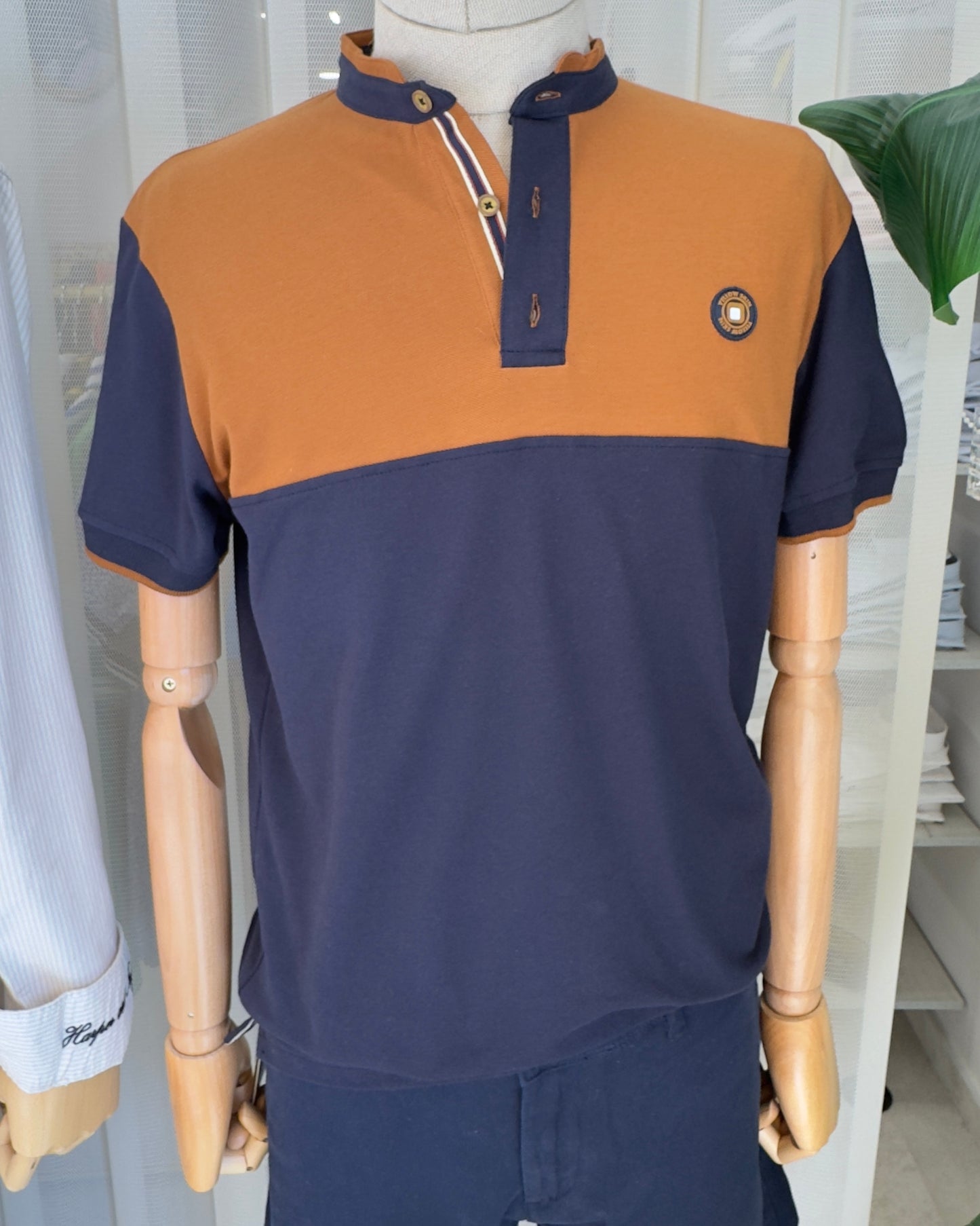Polo Yellow Skin bicolor cuello mao