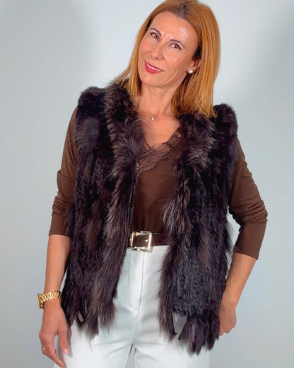 Chaleco pelo natural chocolate