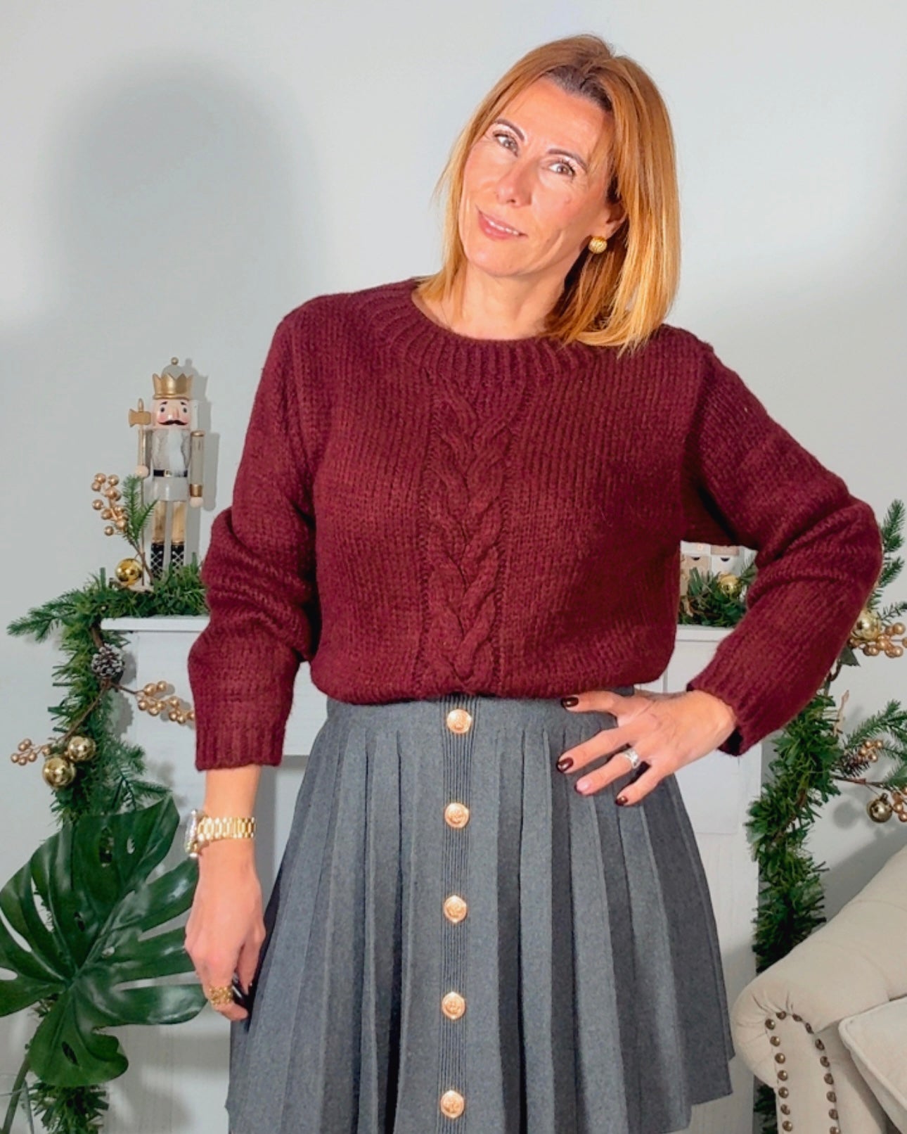 Jersey burdeos trenza