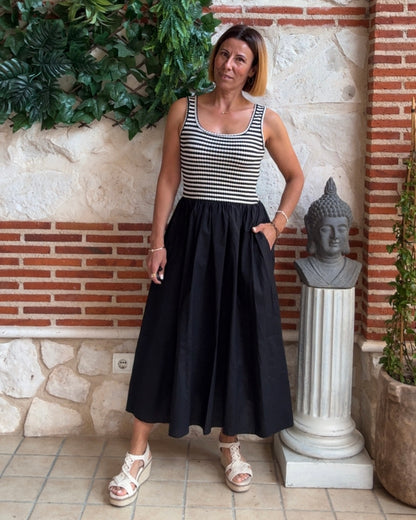 Vestido navy combinado