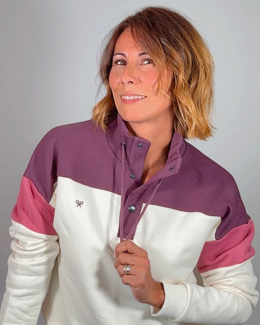 Sudadera Silbon botones burdeos/ rosa