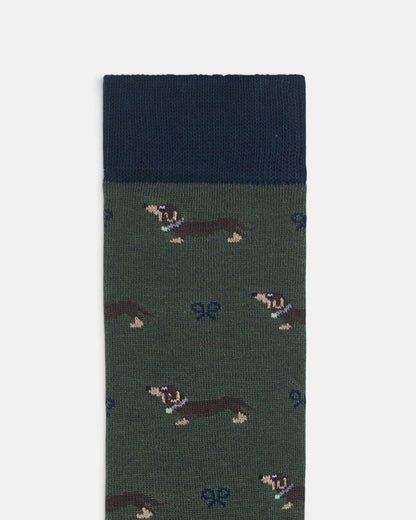 Calcetin Silbon doggy verde