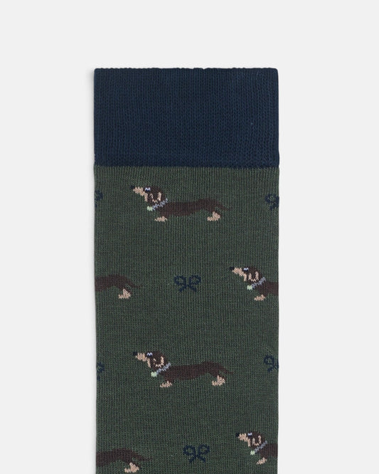 Calcetin Silbon doggy verde
