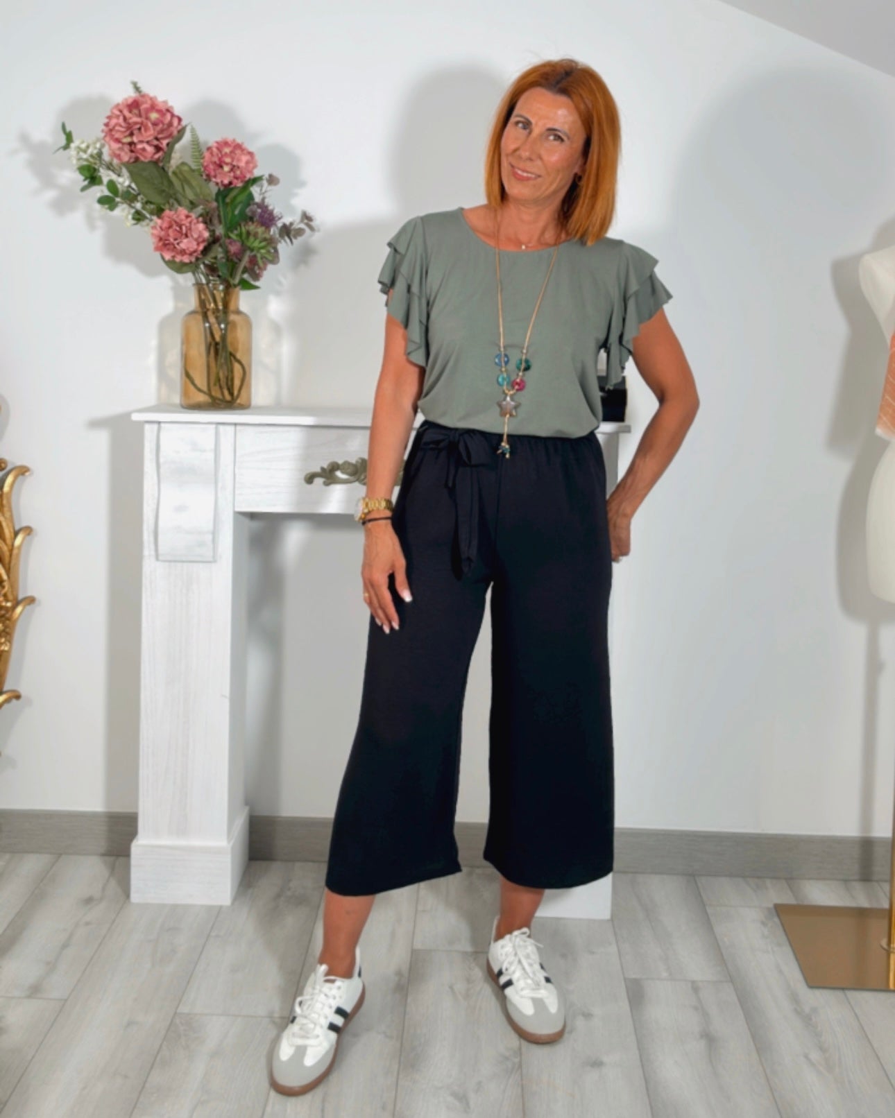 Pantalon palazzo cinturon