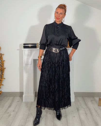 Falda flecos negra