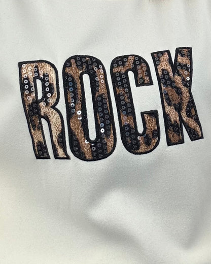 Sudadera rock print lentejuelas