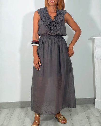 Vestido Tencel gris perla