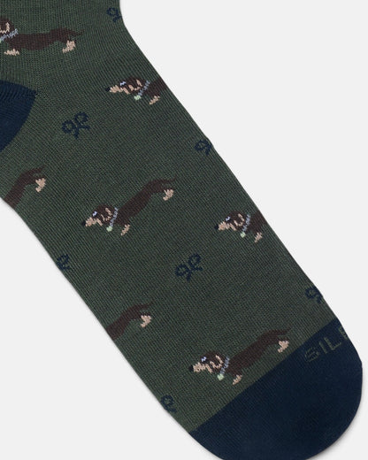 Calcetin Silbon doggy verde