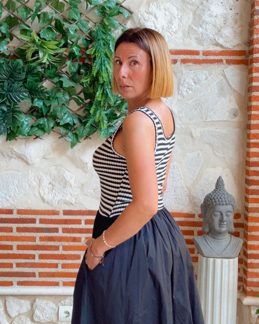 Vestido navy combinado