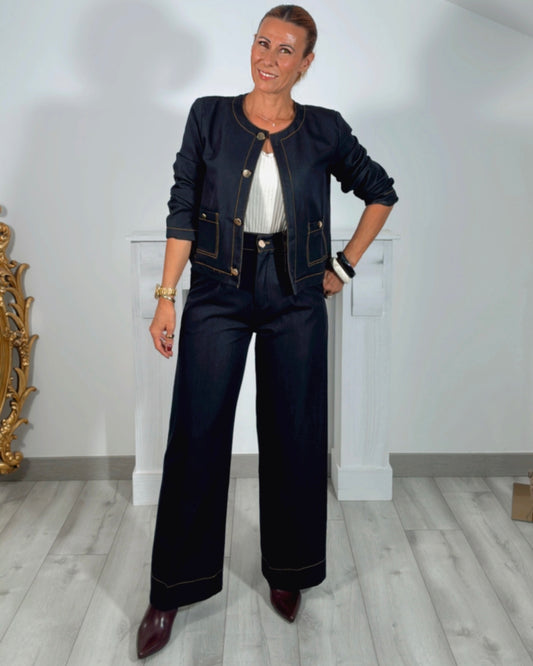 Pantalon pinzas pespunte