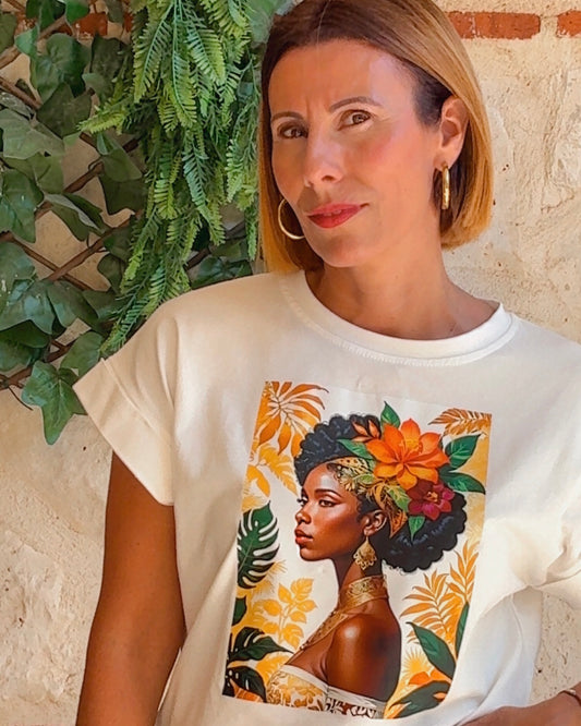 Camiseta Afro flowers