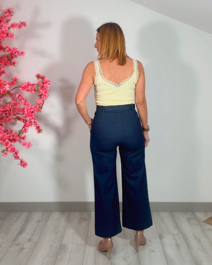 Pantalon tipo denim lazo