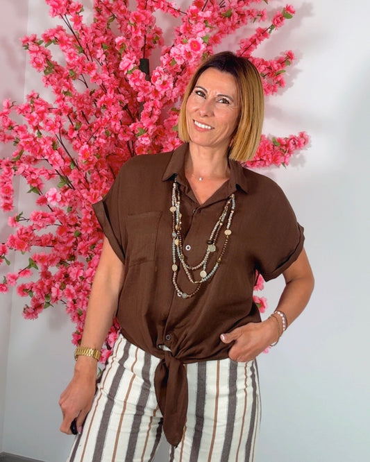 Camisa nudo chocolate