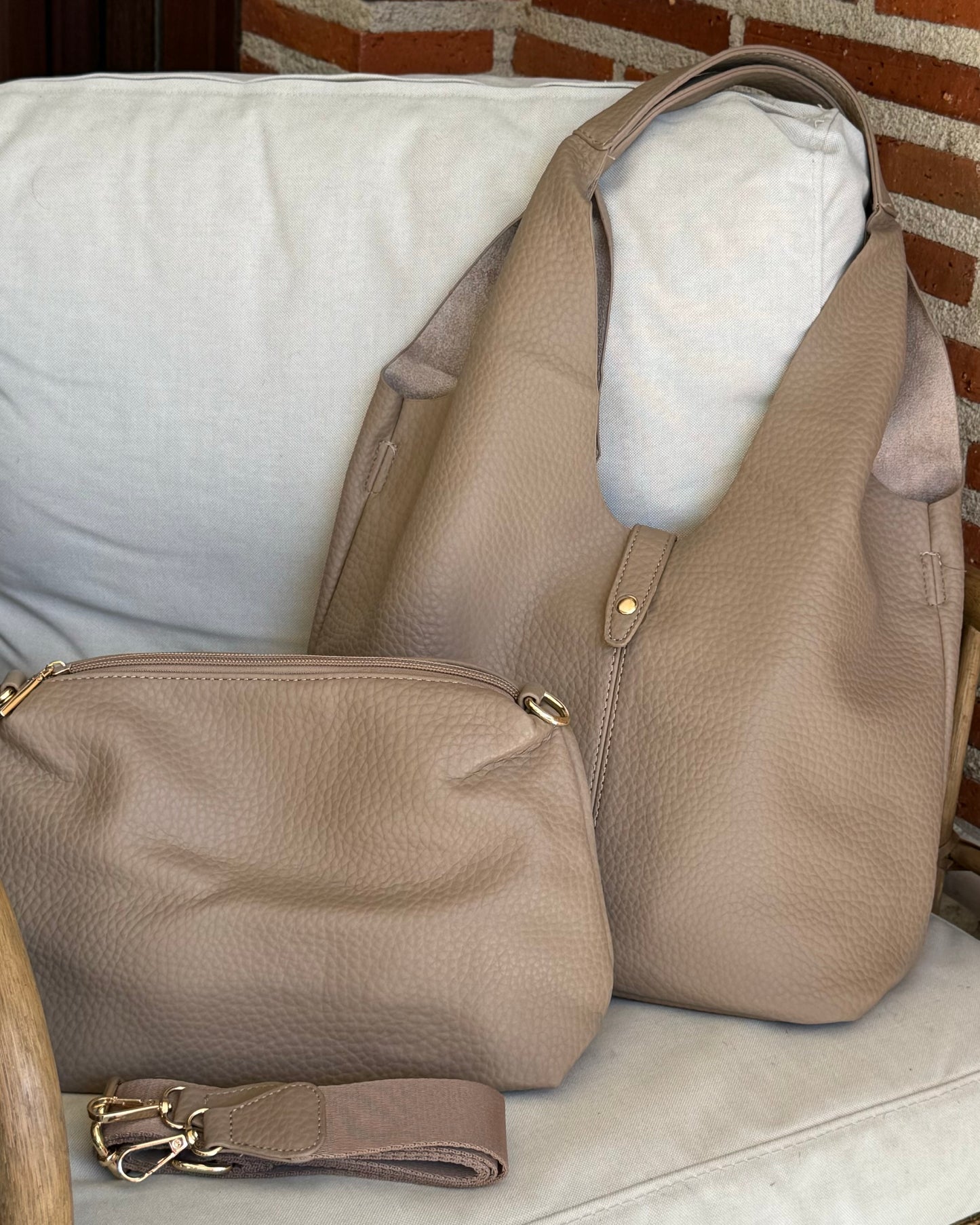 Bolso beige doble