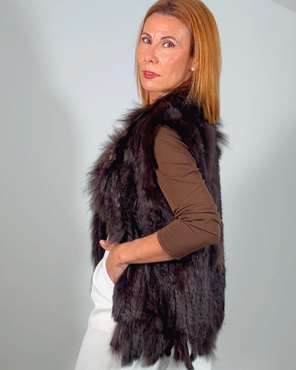 Chaleco pelo natural chocolate