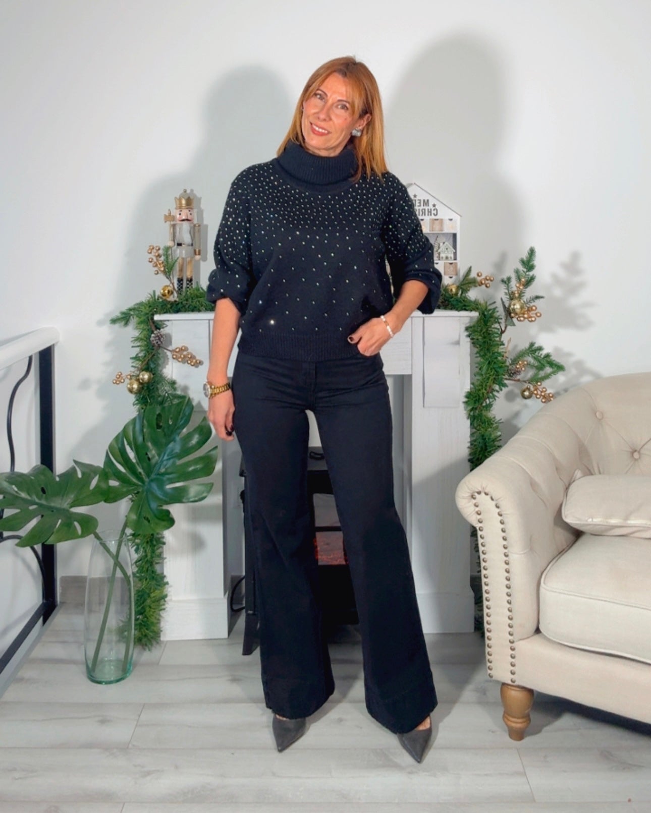 Jeans negro con cinturon