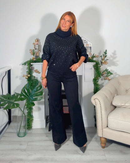 Jeans negro con cinturon