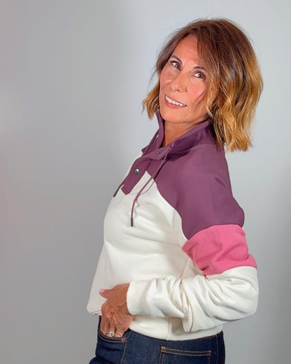 Sudadera Silbon botones burdeos/ rosa