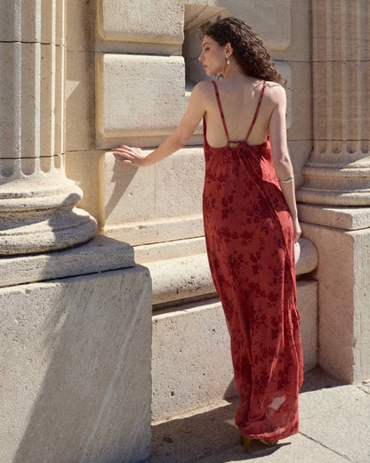 Vestido Chifon teja