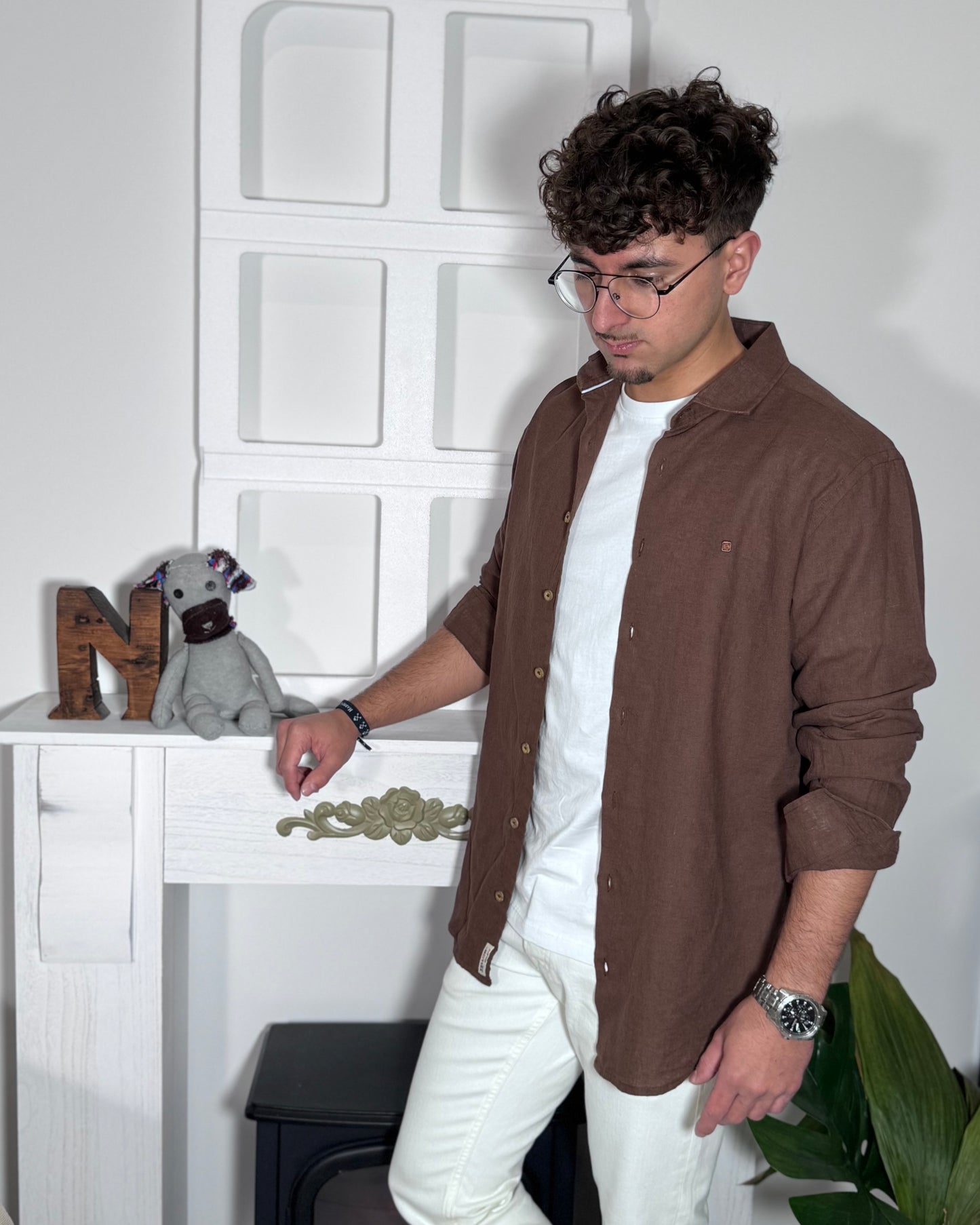 Camisa Lino chocolate Yellow Skin