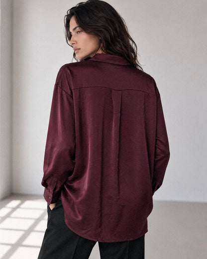 Blusa satinada Burdeos