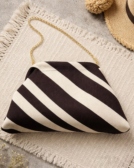 Clutch rayas anchas choco